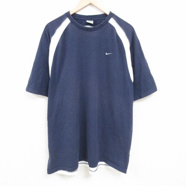 XL/古着 ナイキ NIKE 半袖 ブランド Tシャツ メンズ ワンポイントロゴ 大きいサイズ ロン...