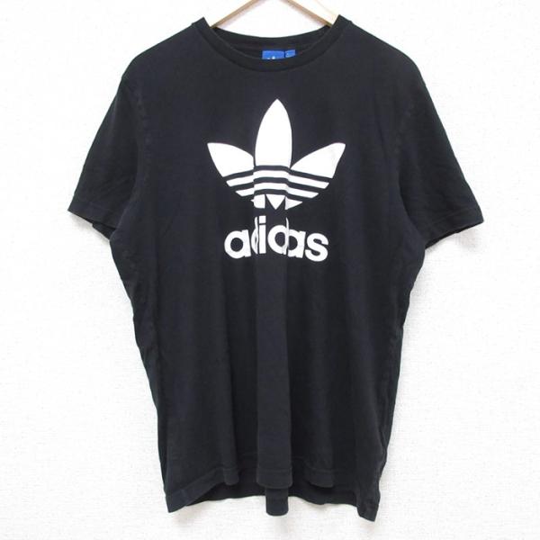 L/古着 アディダス adidas 半袖 ブランド Tシャツ メンズ ビッグロゴ リーフ トレフォイ...