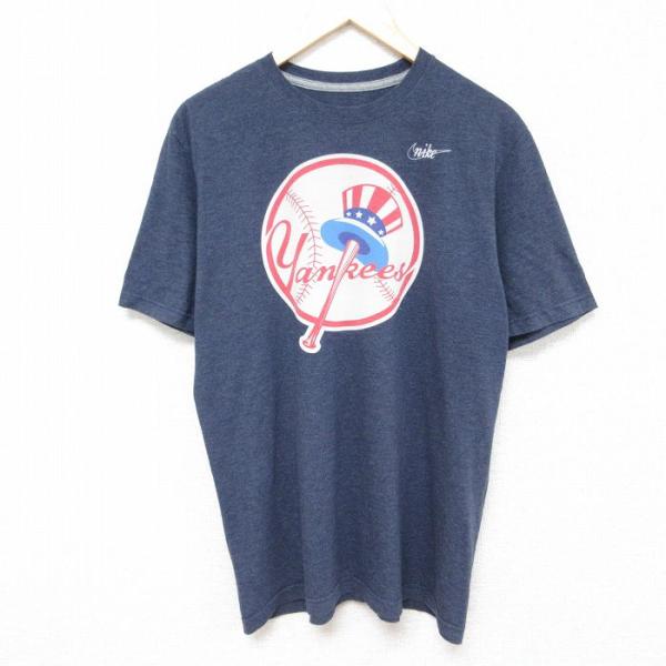 L/古着 ナイキ NIKE 半袖 ブランド Tシャツ メンズ MLB ニューヨークヤンキース クルー...