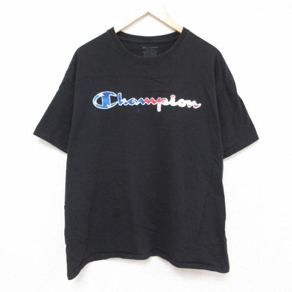 XL/古着 チャンピオン 半袖 ブランド Tシャツ メンズ ビッグロゴ 大きいサイズ クルーネック ...