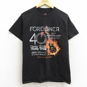 M/古着 ヘインズ 半袖 ロック バンド Tシャツ メンズ フォーリナー チープトリック ジェイソンボーナム コットン クルーネック 黒 ブラ｜古着屋RushOut