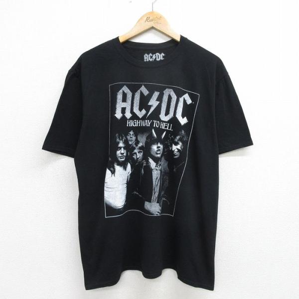 XL/古着 半袖 ロック バンド Tシャツ メンズ AC/DC コットン クルーネック 黒 ブラック...