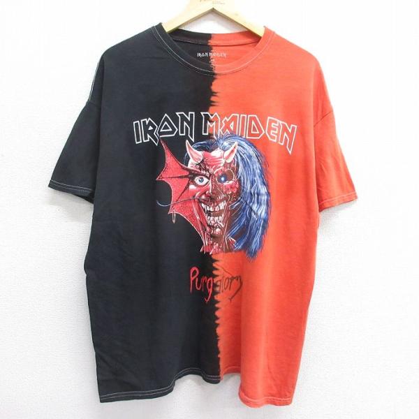 XL/古着 半袖 ロック バンド Tシャツ メンズ アイアンメイデン コットン クルーネック 黒他 ...