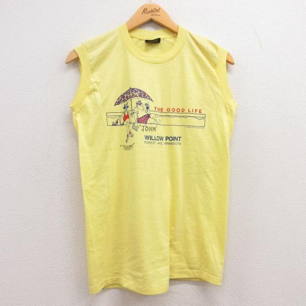 S/古着 ビンテージ ノースリーブ Tシャツ メンズ 80s パラソル GOODLIFE クルーネッ...