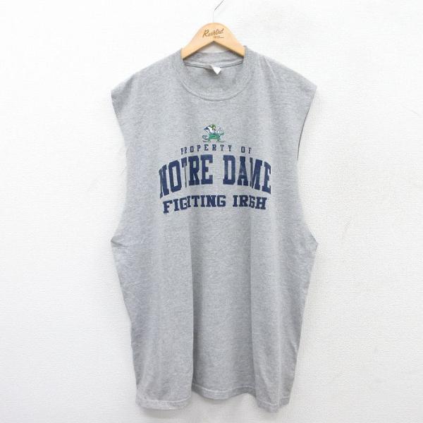 XL/古着 マジェスティック ノースリーブ ビンテージ Tシャツ メンズ 00s ノートルダム アイ...