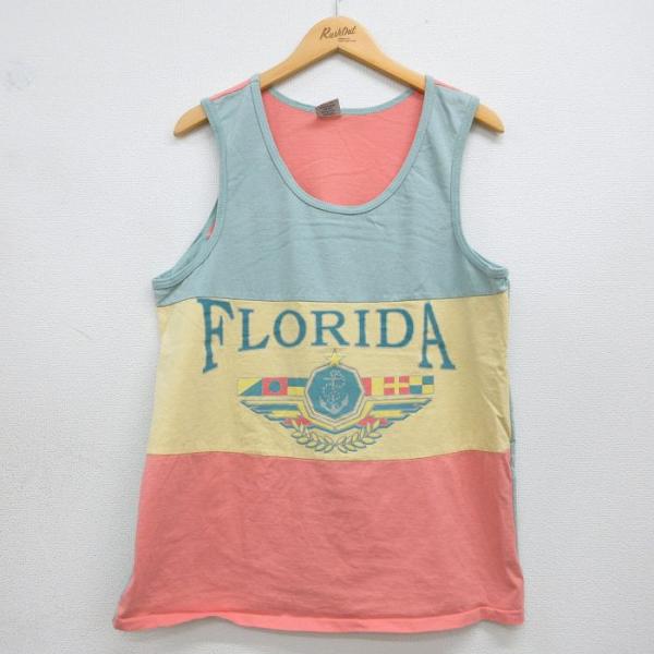 L/古着 ビンテージ タンクトップ メンズ 90年代 90s FLORIDA マルチカラー コットン...