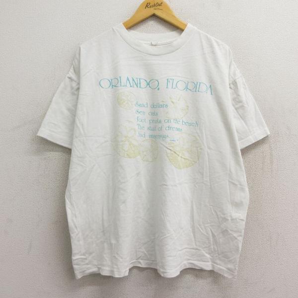 XL/古着 半袖 ビンテージ Tシャツ メンズ 80s オーランド フロリダ メッセージ 大きいサイ...