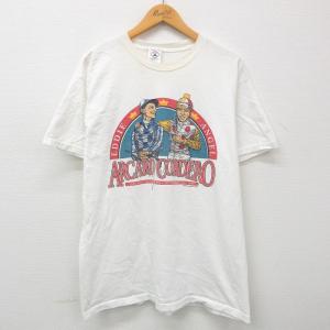 L/古着 半袖 ビンテージ Tシャツ メンズ 90s エディアーキャロ アンヘルコルデロジュニア ジョッキー コットン クルーネック 白 ホワイ