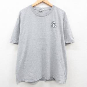 XL/古着 リー Lee 半袖 ビンテージ Tシャツ メンズ 00s MLB ニューヨークヤンキース 大きいサイズ クルーネック グレー 霜降り メジャ｜古着屋RushOut