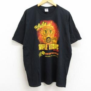 XL/古着 半袖 ビンテージ Tシャツ メンズ 00s ガスマスク TRIPLE ATOMIC 大きいサイズ コットン クルーネック 黒 ブラック 23mar29 中｜古着屋RushOut