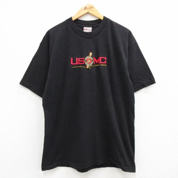 XL/古着 半袖 ビンテージ Tシャツ メンズ 00s ミリタリー USMC アメリカ海兵隊 刺繍 ...