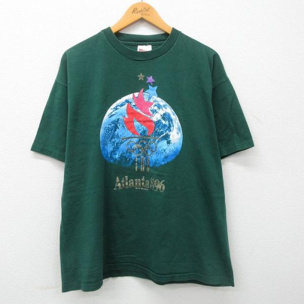 XL/古着 ヘインズ 半袖 ビンテージ Tシャツ メンズ 90s アトランタオリンピック 地球 コッ...