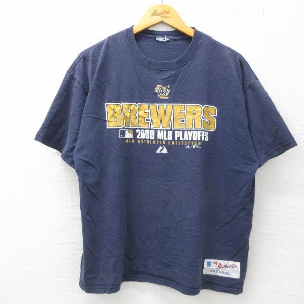 XL/古着 マジェスティック 半袖 ビンテージ Tシャツ メンズ 00ｓ MLB ミルウォーキーブル...