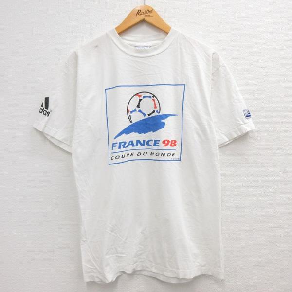 M/古着 アディダス adidas 半袖 ビンテージ Tシャツ メンズ 90s フランス ワールドカ...