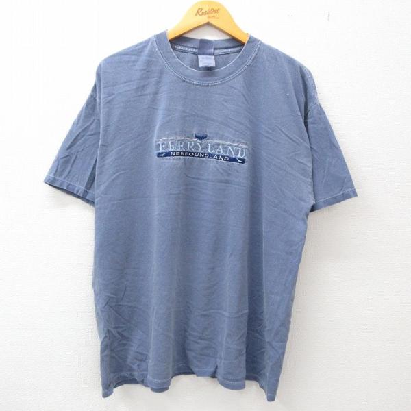 XL/古着 半袖 ビンテージ Tシャツ メンズ 00s フェリーランド クジラ 刺繍 コットン クル...