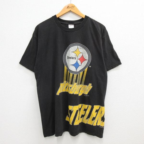 L/古着 半袖 ビンテージ Tシャツ メンズ 90s NFL ピッツバーグスティーラーズ コットン ...