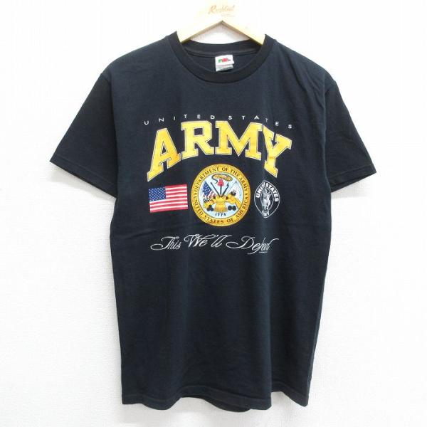 M/古着 半袖 ビンテージ Tシャツ メンズ 00s ミリタリー アーミー ARMY 星条旗 コット...