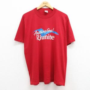 XL/古着 半袖 ビンテージ Tシャツ メンズ 80s Riunite クルーネック 赤 レッド 2...