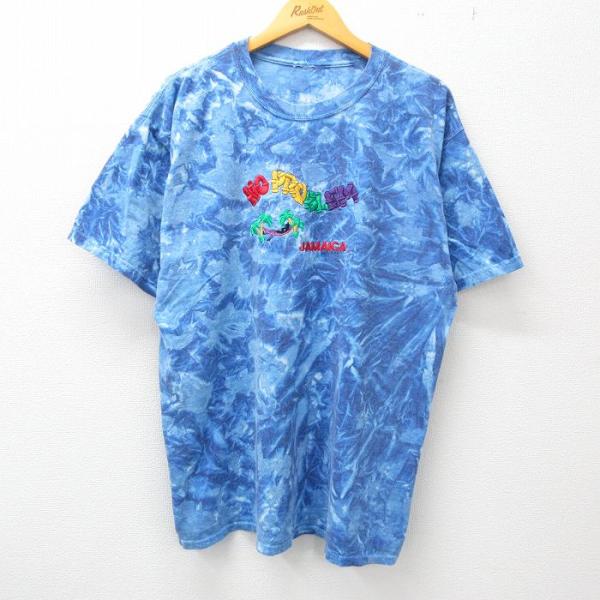 XL/古着 半袖 ビンテージ Tシャツ メンズ 00s ジャマイカ ヤシの木 刺繍 大きいサイズ ク...