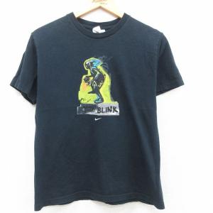 90s USA製 オールド □ NIKE ナイキ スウォッシュ ロゴ刺繍 半袖 T