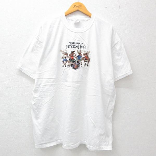 XL/古着 ヘインズ 半袖 ビンテージ Tシャツ メンズ 00s シカ jackson 大きいサイズ...