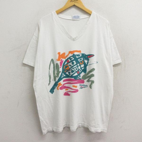 XL/古着 リーボック 半袖 ビンテージ Tシャツ メンズ 90s ラケット テニス 大きいサイズ ...