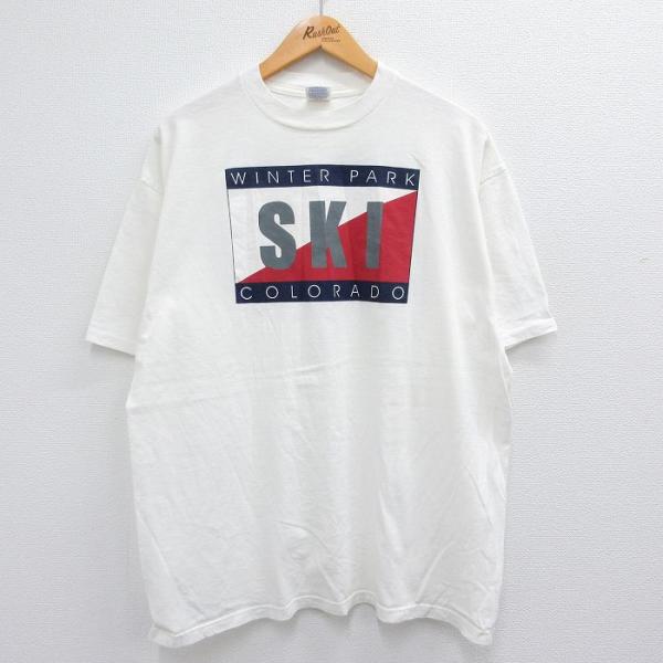 XL/古着 半袖 ビンテージ Tシャツ メンズ 90s スキー コロラド ウィンターパーク 大きいサ...