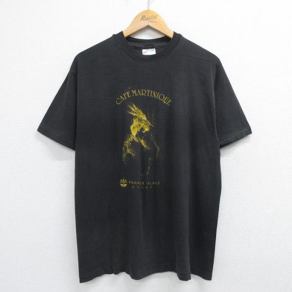 L/古着 ヘインズ 半袖 ビンテージ Tシャツ メンズ 90s CAFE MARTINIQUE バハ...