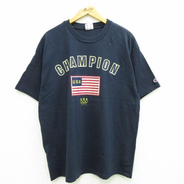 XL/古着 チャンピオン 半袖 ビンテージ Tシャツ メンズ 00s 星条旗 USAオリンピック コ...