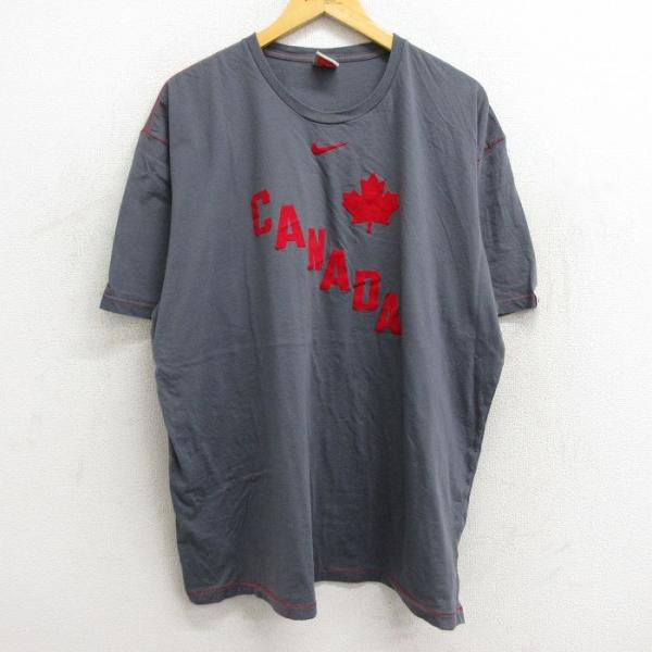 XL/古着 ナイキ NIKE 半袖 ビンテージ Tシャツ メンズ 00s カナダ フロッキープリント...