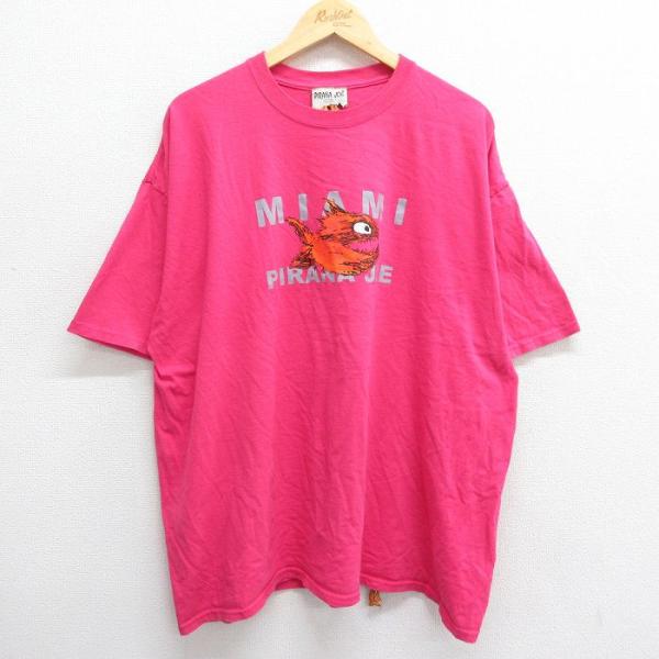 XL/古着 半袖 ビンテージ Tシャツ メンズ 00s PIRANA JOE 魚 マイアミ 大きいサ...