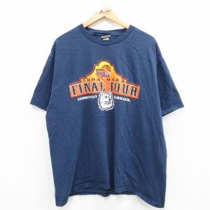 XL/古着 リー Lee 半袖 ビンテージ Tシャツ メンズ 00s NCAA コネチカットハスキーズ 大きいサイズ コットン クルーネック 紺 ネイビー 2OF
