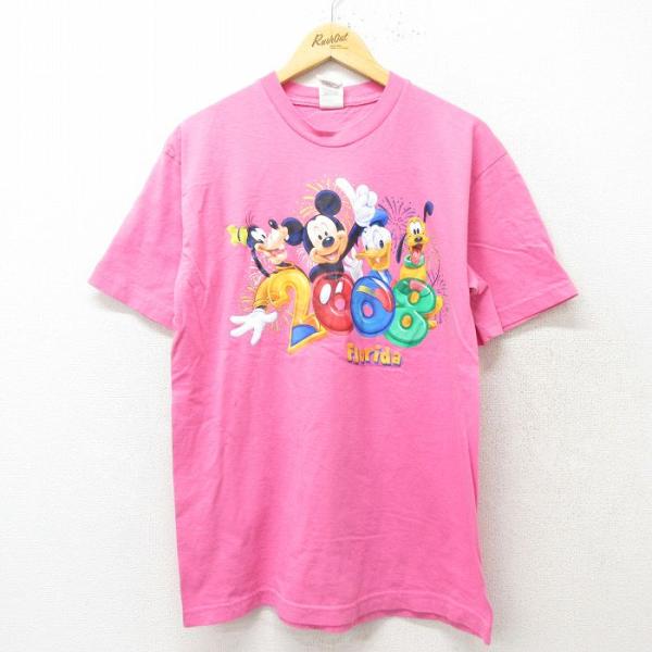 L/古着 半袖 ビンテージ Tシャツ メンズ 00s ディズニー ミッキー グーフィー コットン ク...