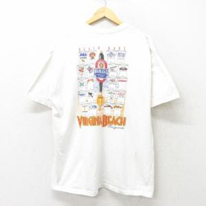 XL/古着 半袖 ビンテージ Tシャツ メンズ 00s バージニアビーチ 大きいサイズ コットン クルーネック 白 ホワイト 24feb14 中古 2OF