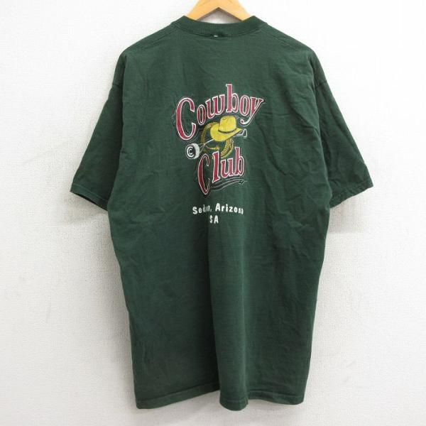 XL/古着 半袖 ビンテージ Tシャツ メンズ 90s カウボーイ 帽子 ロング丈 コットン クルー...