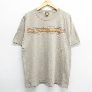 L/古着 半袖 ビンテージ Tシャツ メンズ 90s グランドキャニオン 壁画 クルーネック ベージ...