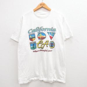 XL/古着 半袖 ビンテージ Tシャツ メンズ 00s カリフォルニア ハリウッド クルーネック 白 ホワイト 24mar01 中古