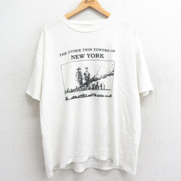 XL/古着 半袖 ビンテージ Tシャツ メンズ 00s ニューヨーク 警察 消防士 星条旗 大きいサ...