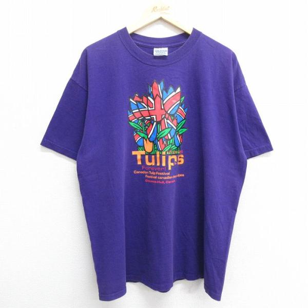 XL/古着 半袖 ビンテージ Tシャツ メンズ 00s チューリップ 大きいサイズ コットン クルー...