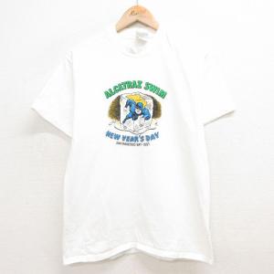 M/古着 ヘインズ 半袖 ビンテージ Tシャツ メンズ 90s ALCATRAZ SWIM コットン...