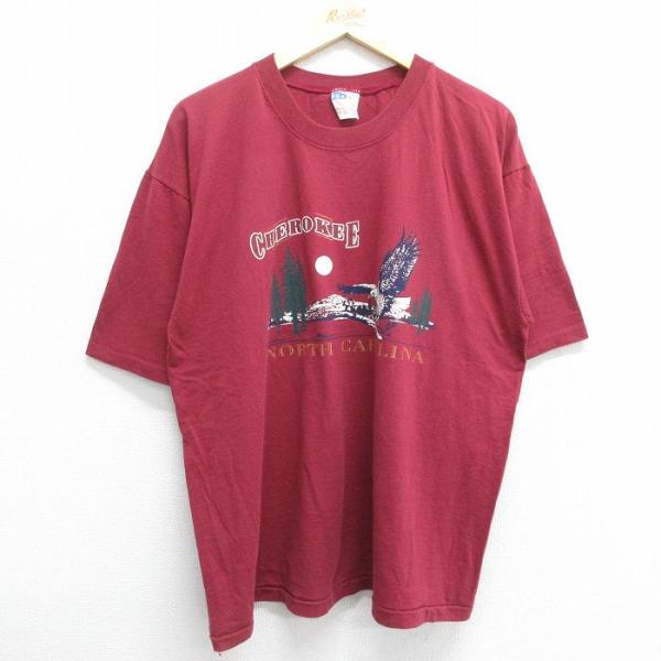 XL/古着 半袖 ビンテージ Tシャツ メンズ 90s ノースカロライナ ワシ 大きいサイズ コット...