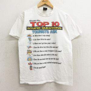 M/古着 半袖 ビンテージ Tシャツ メンズ 90s TOP 10 男性 コットン クルーネック 白...