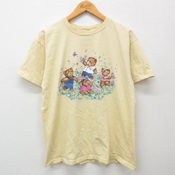 L/古着 ベーシックエディションズ 半袖 ビンテージ Tシャツ メンズ 90s クマ 花 コットン ...