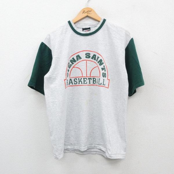 L/古着 SIGNAL 半袖 ビンテージ Tシャツ メンズ 90s バスケットボール ツートンカラー...