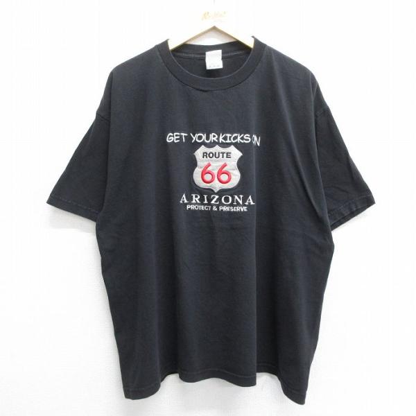 XL/古着 半袖 ビンテージ Tシャツ メンズ 00s アリゾナ ルート66 刺繍 大きいサイズ コ...