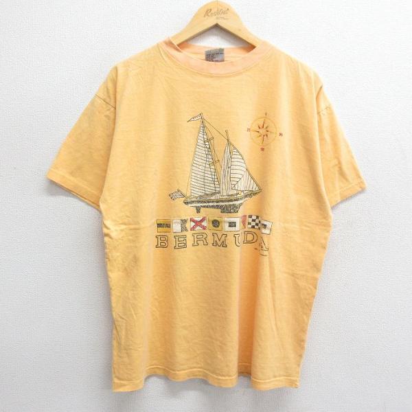 XL/古着 半袖 ビンテージ Tシャツ メンズ 00s バミューダ諸島 船 コットン クルーネック ...