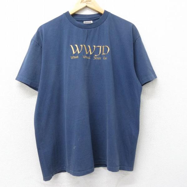 XL/古着 オニータ ONEITA 半袖 ビンテージ Tシャツ メンズ 90s WWJD 刺繍 コッ...