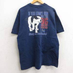 XL/古着 ビッグドッグス 半袖 ビンテージ Tシャツ メンズ 90s 犬 クルーネック 紺 ネイビー spe 24may17 中古