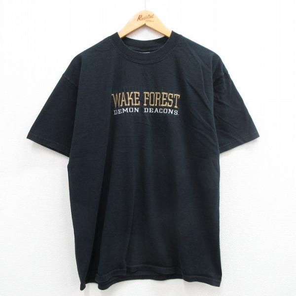 XL/古着 ジャージーズ 半袖 ビンテージ Tシャツ メンズ 00s WAKE FOREST 刺繍 ...
