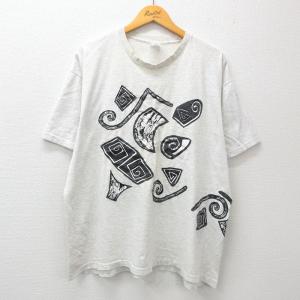 XL/古着 半袖 ビンテージ Tシャツ メンズ 90s 大きいサイズ コットン クルーネック 薄グレー 霜降り spe 24may24 中古